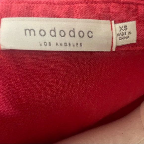 Oversized Mododoc Red Linen Blend Shirt Dress – Button Down fits like a Medium - Picture 5 of 9